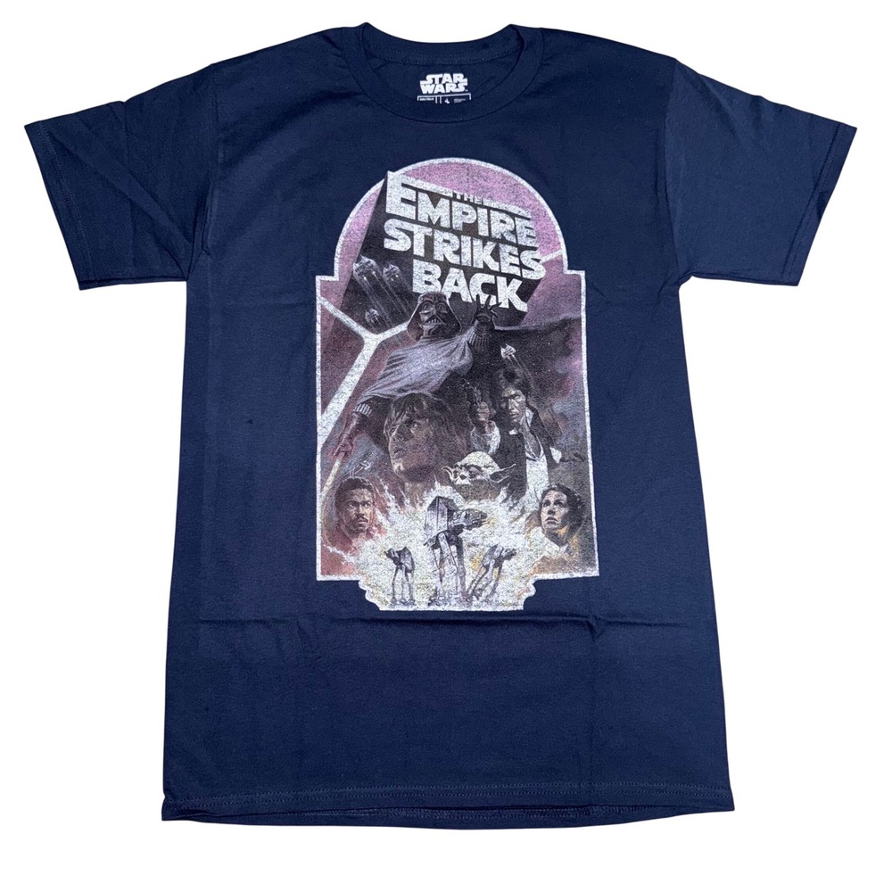 Star Wars The Empire Strikes Back Graphic T-Shirt Navy Blue Small S Mens